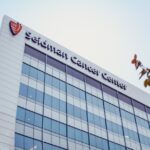 Modern facade of Seidman Cancer Center in Cleveland, showcasing sleek architectural design.